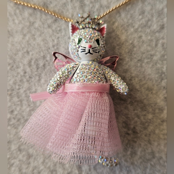 Betsey Johnson Cat Fairy Pendant Slider Necklace - Picture 14 of 16
